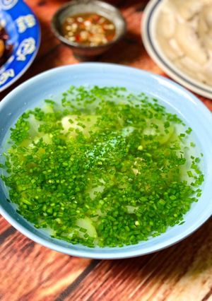 Hình của món Canh Bầu Cá Thu Nấu Hẹ.