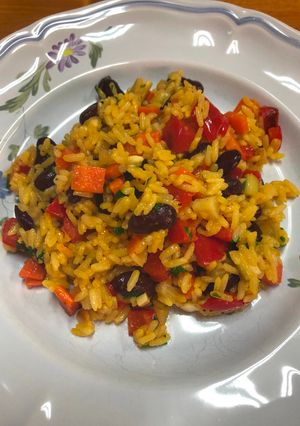 Una foto de Arroz con verduritas y alubias rojas (frijoles)