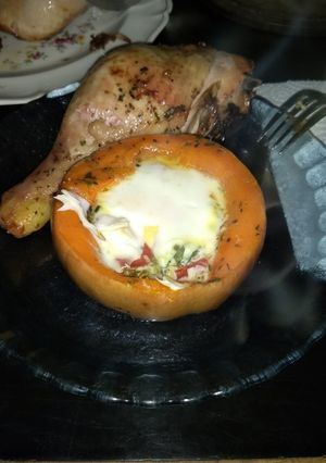 Una foto de Pata de pollo con calabaza rellena