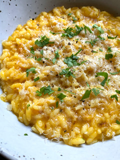 A picture of Leftover Pumpkin Soup Risotto – Rice Cooker Method.