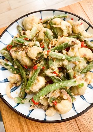Foto resep Crispy Kembang Kol Buncis Bumbu Cabe Garam