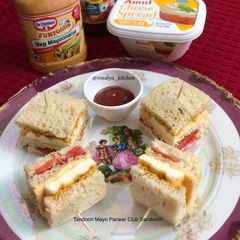 Tandoori Mayo Paneer Club Sandwich A picture of Tandoori Mayo Paneer Club Sandwich.