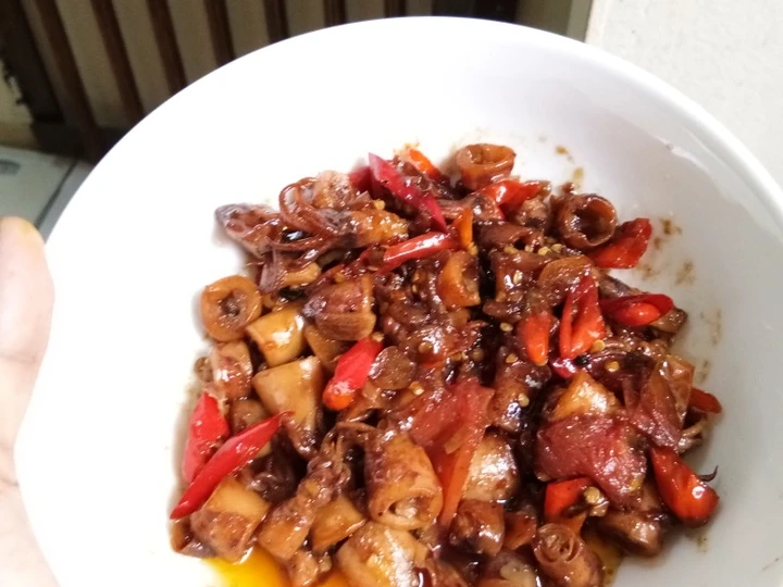 Cara Sederhana Menyiapkan Resep  Tumis cumi asin pedas manis yang Lezat, Menggugah Selera