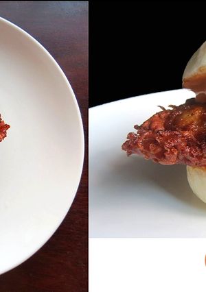 A picture of Har Cheong Gai | Shrimp Paste Chicken Burger.