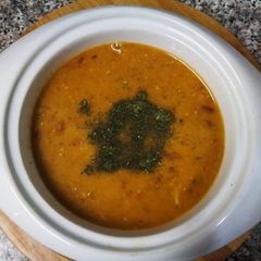 A picture of Ezogelin Soup|| turkish Soup||yellow lentil Soup.