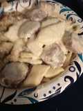 Maltagliati Pasta Dish or Rhombus and Sausage