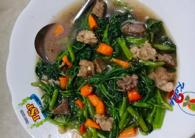 Tumis kangkung daging sapi