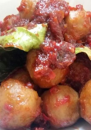 Foto resep Pentol balado pedas