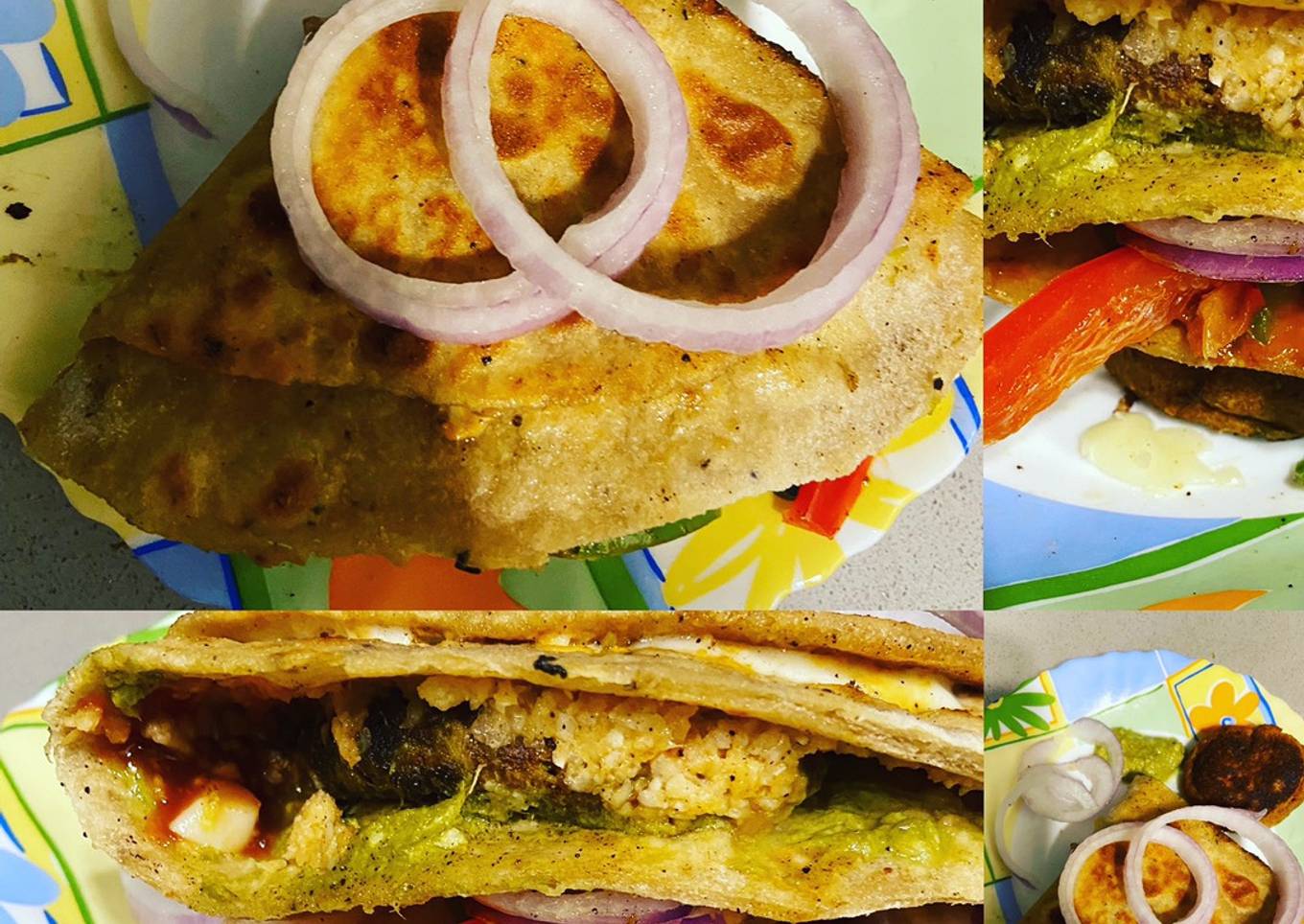 Wrap & kebab from leftover bhaji