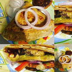 A picture of Wrap & kebab from leftover bhaji.