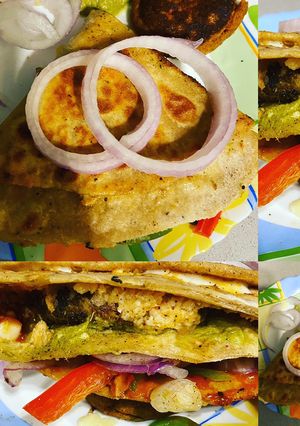 A picture of Wrap & kebab from leftover bhaji.