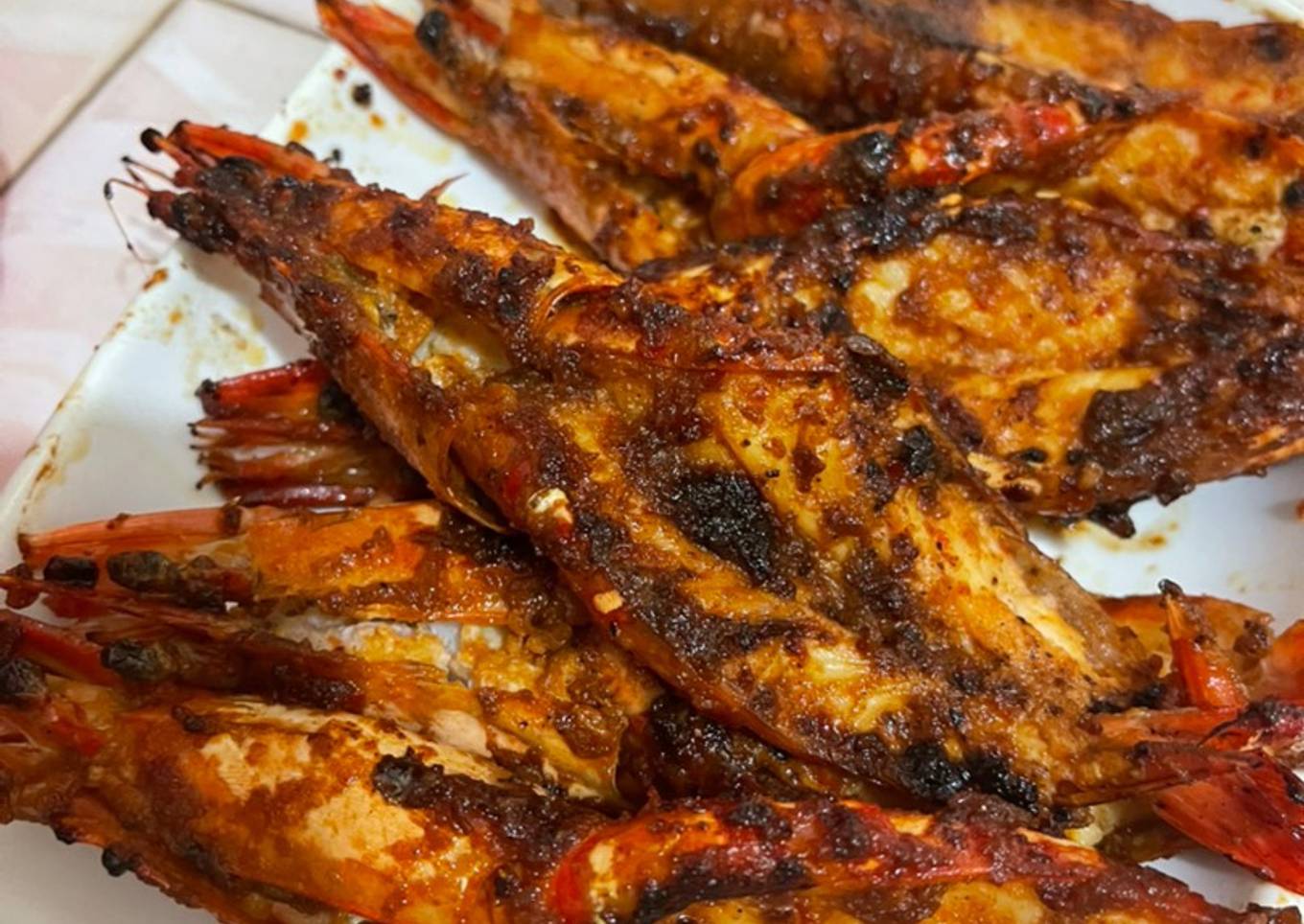 Udang windu bakar Teflon (tiger prawn)