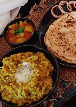 A picture of Split Green Moong Dal Khichdi.