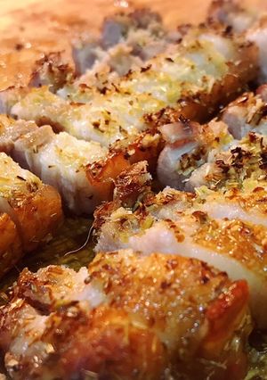 Hình của món Ba rọi muối sả chiên bằng nồi chiên ko dầu.