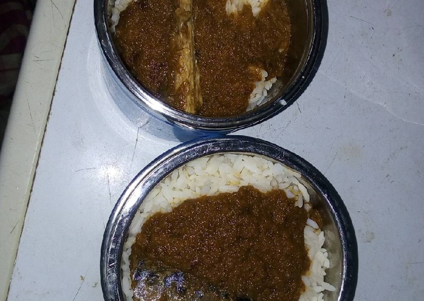Rice and stew with fish