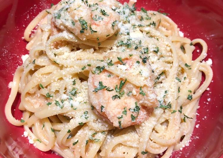 My Daughter love Creamy Spicy Linguine with Shrimp 🍤