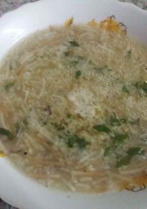صورة لوصفة شوربة الشعرية والارز