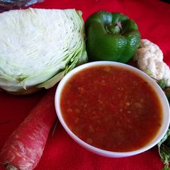 A picture of Vegetable hot and sour soup.