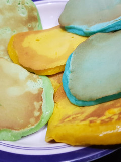 A picture of Three colors Pancakes.