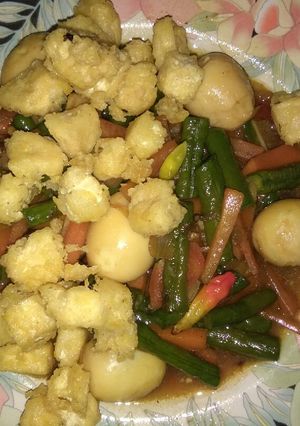 Foto resep Telur puyuh tumis hijau oren dg tahu kres