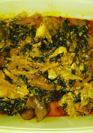 A picture of Bitterleaf soup my way.