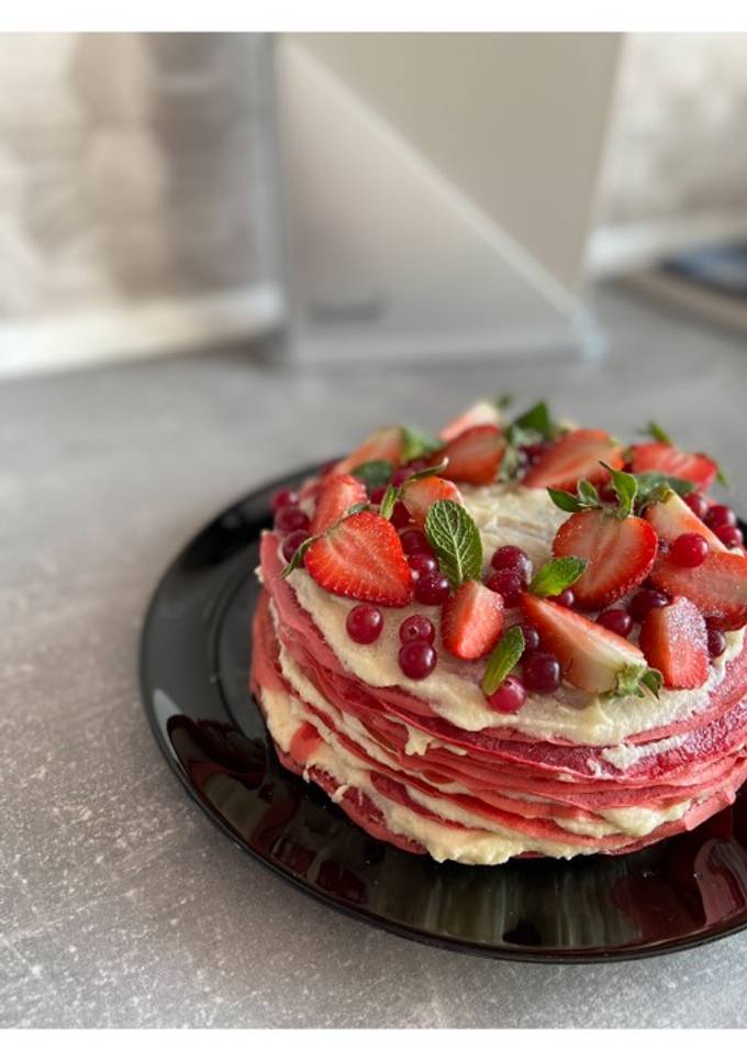 Торт з млинців «Червоний оксамит»🍓