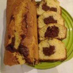 A picture of Vanilla and chocolate cake.