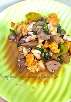 Foto resep Oseng hati jamur kancing lombok ijo
