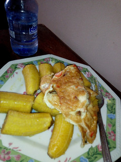A picture of Unripe plantain with egg sauce.