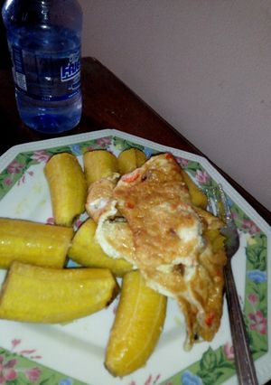 A picture of Unripe plantain with egg sauce.