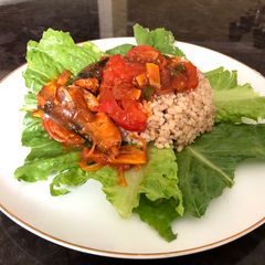 Simple lunch with Recooked Sardine and Brown Rice A picture of Simple lunch with Recooked Sardine and Brown Rice.