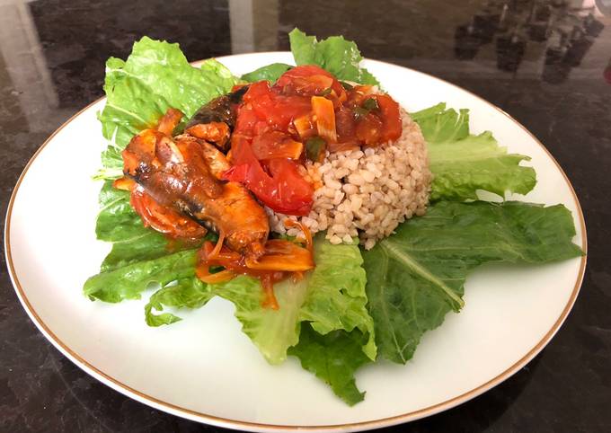 Simple lunch with Recooked Sardine and Brown Rice