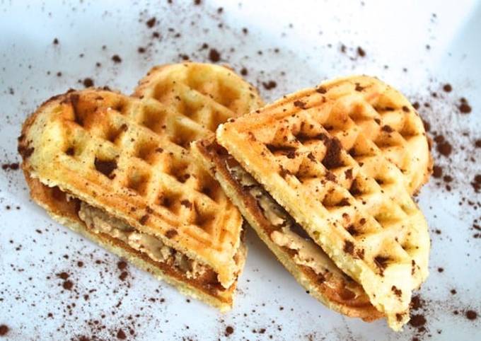 Peanut Butter and Chocolate Waffles Sandwiches