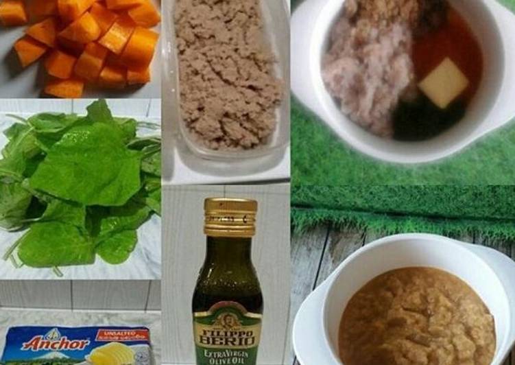 Resep Puree Beras Merah Putih + Wortel + Daging Sapi + Bayam MPASI yang Bikin Ngiler