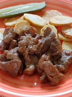 Hagymás, serpenyős hús recept fotója