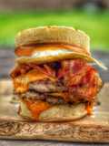 Crumpet breakfast burger