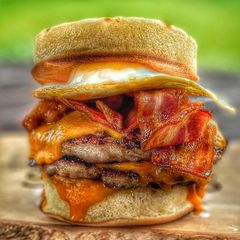 Crumpet breakfast burger A picture of Crumpet breakfast burger.
