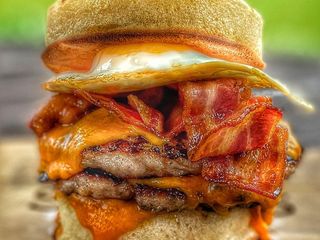 Crumpet breakfast burger