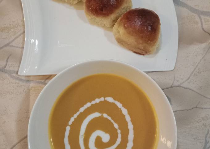 Butternut soup/ Whole meal Bread rolls#cooked withcookpad