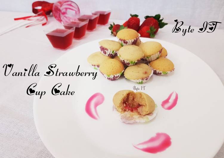 Easiest Way to Make Super Quick Homemade Vanilla strawberry cup cake