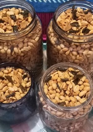 Foto resep Kacang goreng bawang putih daun jeruk renyah