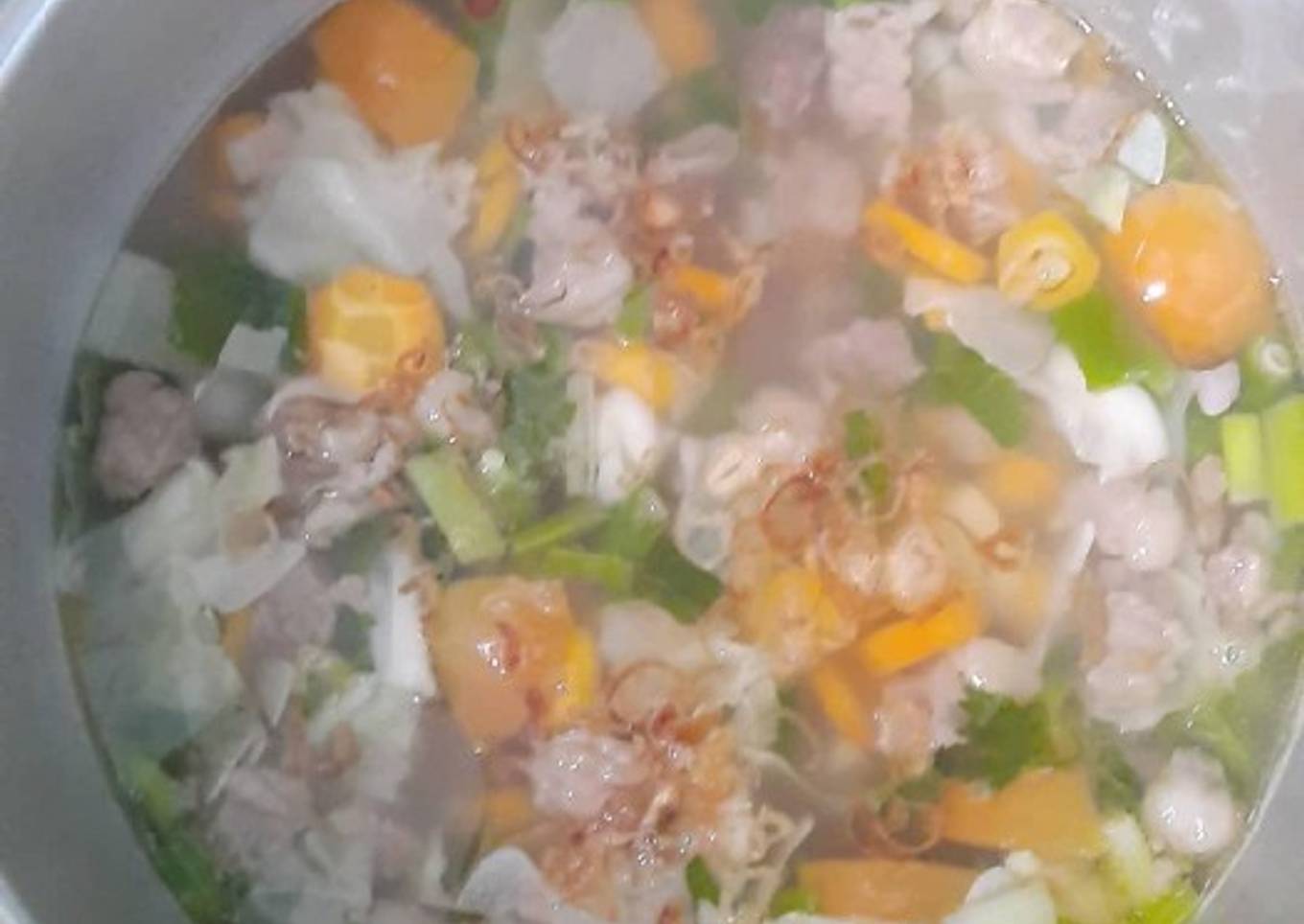 Sup sayur Telan dagingnya