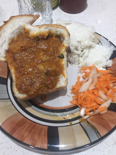 A picture of Mutton Curry Bunny Chow.