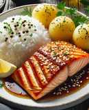 Salmón Glaseado con Teriyaki y Limón