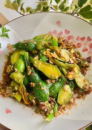 Hình của món Bí nụ xào tỏi.