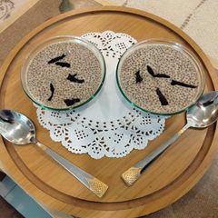 A picture of Cold coffee chia seeds pudding.