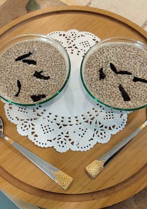 A picture of Cold coffee chia seeds pudding.