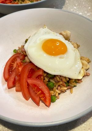 A picture of Nasi Goreng (UK Store Cupboard Version).
