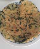 Tortilla de arroz, espinacas y huevo