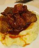 Costillitas de cerdo a la barbacoa + puré de papa